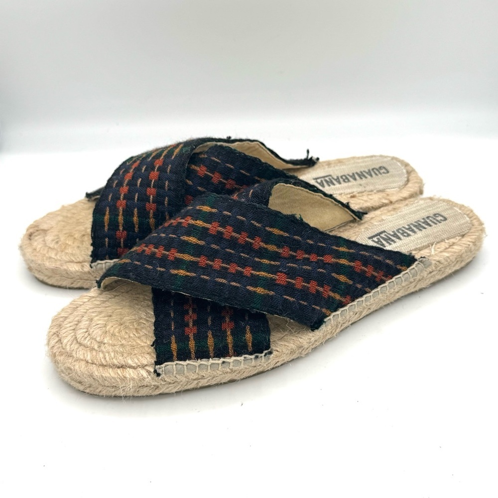 GUANABANA X TODD SNYDER Navy & Orange Crossed Bands Espadrilles Slides Size 43